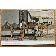 VENDEDORES AMBULANTES EL VERDULERO ANTIGUA TARJETA POSTAL RARA